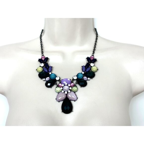 ELEGANT STATEMENT NECKLACE Jewelry Beaded Crystals Wedding Evening Party Holiday - Picture 1 of 2